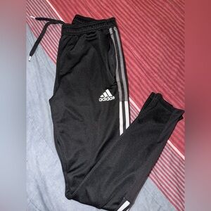 Adidas Kids Black Joggers with White Stripes
